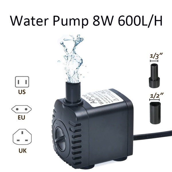 Pompe à eau Ultra-silencieuse Mini pompe à eau sans brosse étanche Submersible fontaine Aquarium circulant 8W 6000L-H ascenseur 120cm
