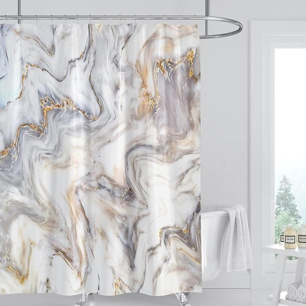 Bathroom Shower Curtain, Luxury Elegant Marble Print Shower Curtain, Soft Mildew-Resistant Machine Washable, Metal Reinforced Grommets Easy Installa