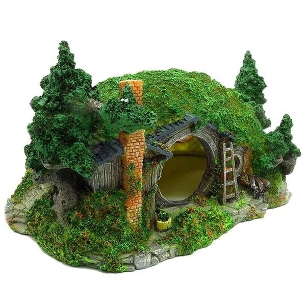 Resin Aquarium Ornaments Decorations The Hobbit House Cave Landscaping Accessories For Fish Tank Aquarium Decoration Background