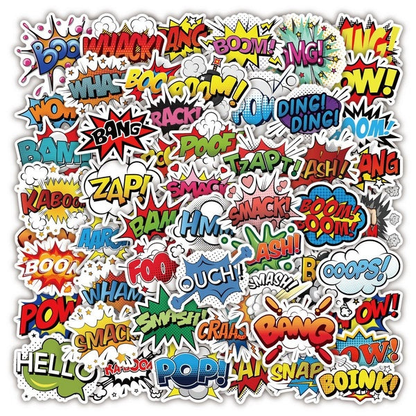 10-50Pcs-set Cool Rock Band English Stickers Boom Explosive English Explode Graffiti Stickers for DIY Luggage Laptop Skateboard Motorcycle Bicycle St
