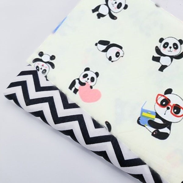 2Pcs-Lot 40X50CM Cartoon Panda Stripes Printed Cloth 100% Cotton Twill Fabric for DIY Handmade Tecidos Sewing Scrapbooking Fat Quarter Bundles of Qui