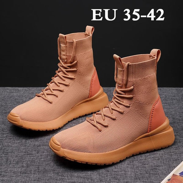 Chaussettes montantes pour femmes chaussures plates décontractées antidérapantes chaussures de marche confortables baskets pour dame grande taille 35