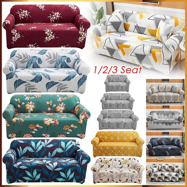 1-2-3 Seat Printed Sofa Cover Stretch Polyester Sofa Cover Four Seasons Furniture Protection Cover Washable Furniture Cover