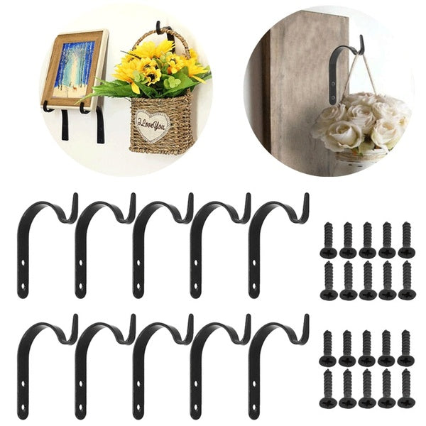 New 2-5-10 Pcs Decorative Hooks Plant Hanger Bracket Iron Metal Wall Décor Hook Lantern Wall Hanger for Hanging Plants Outdoor Bird Feeders Rustic Ho