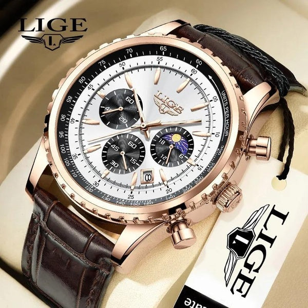 2023 New LIGE Hommes Montres Top Marque De Luxe Hommes Montre-Bracelet En Cuir Montre À Quartz Sport Étanche Mâle Horloge Relogio Masculino + Boîte
