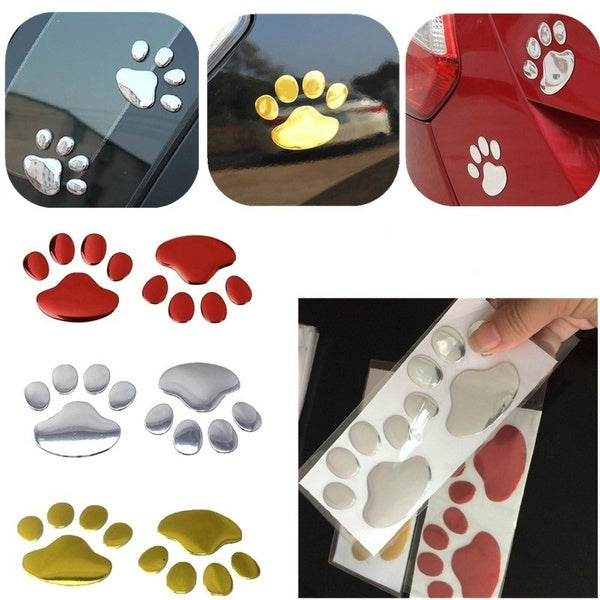Fashion Dog Paw Dog Footprint 3D Car Sticker, Lovely Car Decal Car Accessories