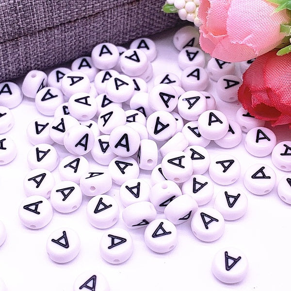 New 100pcs-lot 7x4mm 26 Letter Beads Round Shape Beads Alphabet Letter Charms DIY Jewelry Accessories
