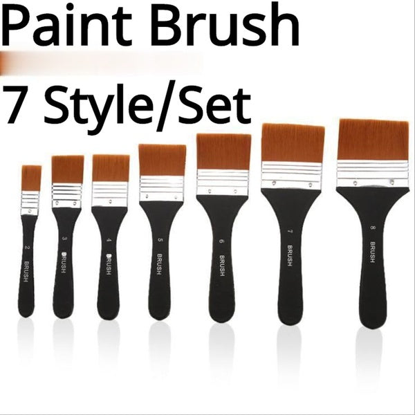 7 styles of nylon hair board brush set gouache oil paint wall painting pen brush art pen