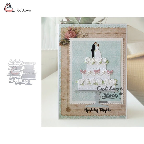 Gâteau de mariage d'anniversaire matrices de découpe en métal pochoirs pour bricolage Scrapbooking carte de papier artisanat décoratif gaufrage décou