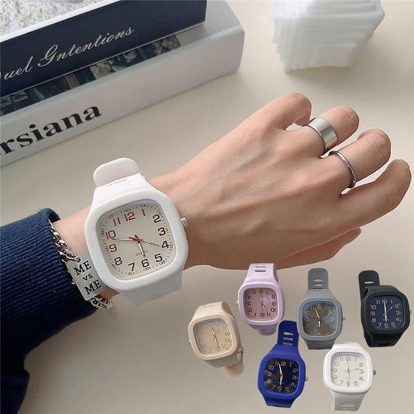 Mode Carré Quartz Cadran Numérique Casual Poignet Montres Bracelet En Caoutchouc À La Mode Horloge Montre-Bracelet Étanche pour Les Femmes