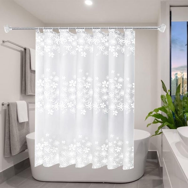 Waterproof Mildew-Resistant PEVA Plastic Shower Curtain, Modern Geometric Printed Pattern, Reinforced Grommets Easy Installation, Transparent Folding