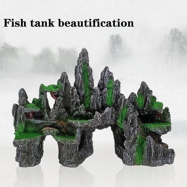Aquarium Resin Rockery Double-sided Aquarium Landscape Imitation Stone Ornaments Fish Tank Accessories Fishbowl Decoration