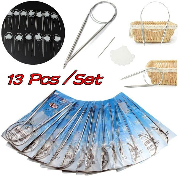 13size Durable Stainless Steel Circular Crochet Knitting Needle Ring Needle Sweater Needle 43 Cm 65 Cm 80 Cm Length