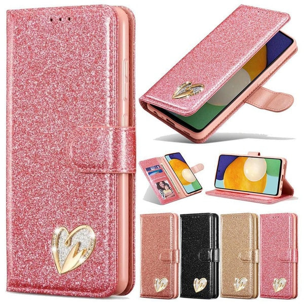 Bling Glitter Flip Wallet Leather Case Phone Cover Bags for Samsung Galaxy S23Ultra S23+ S23 S22Ultra S22+ S22 S21FE S21Ultra S21+ S21 S20FE S20Ultra