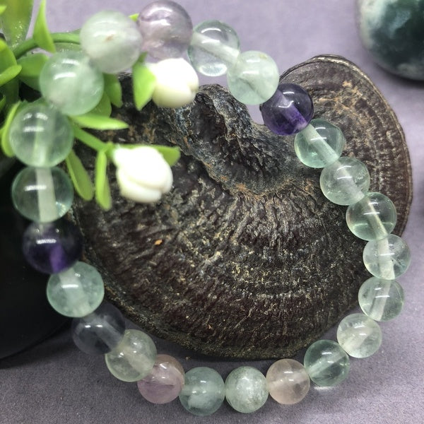 Natural Pyroemerald Blue John Fluorite Bead Bracelet Fashion Charms 6-12mm