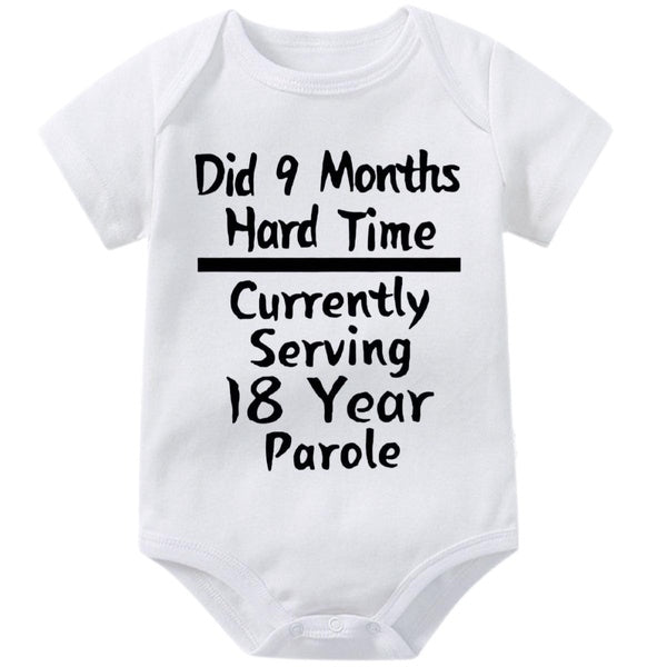 Did 9 Months Hard Time Serving 18 Years Parole Baby Bodysuit,Cute Baby Onesie for Boys Girls,Creeper Infant One-piece,Funny Novelty Short Sleeve Jump