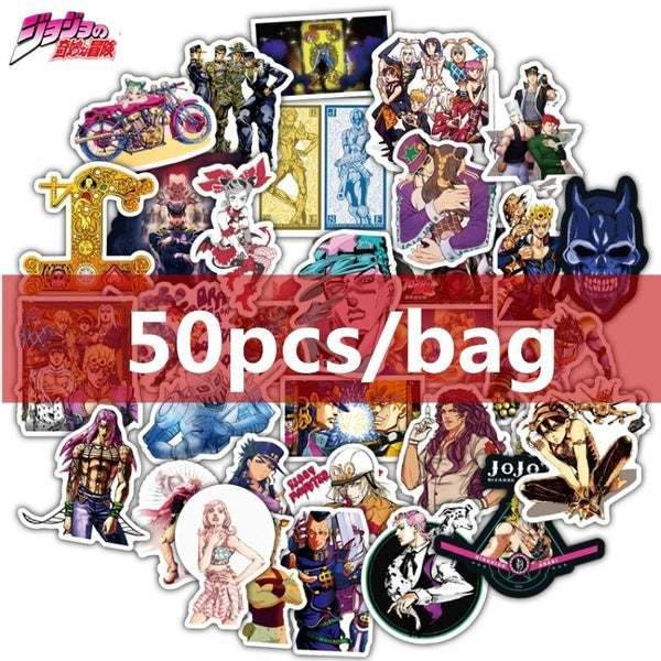 50 pcs JoJo's Bizarre Adventure Anime Sticker Decal pour Pour Voiture Skateboard Bagages Valise Moto Décoration Autocollant