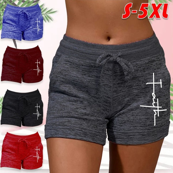 Summer Womens Yoga Shorts Bottoming Cotton Shorts Casual High Waist Drawstring Stretch Shorts Womens Gym Workout Elastic Shorts Sports Fitness Shorts