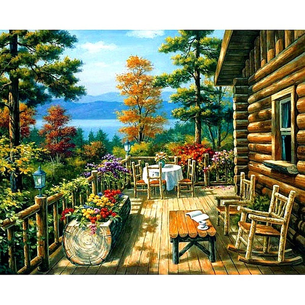DIY 5D Diamond Painting Landscape Garden Cottage by Number Kits Painting Cross Stitch Full Drill Crystal Rhinestone Embroidery Pictures Arts Craft fo