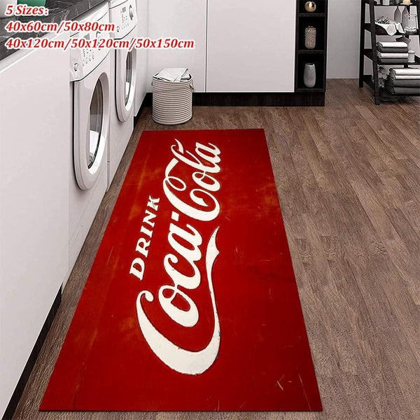 Red Cola Classic Letter Pattern Floor Mats Hallway Carpets Kitchen Entrance Door Mat Anti-Slip Area Rugs Living Room Bedroom Decor 40x60cm-50x80cm-40
