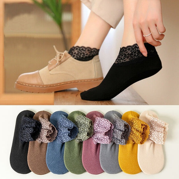 Women Lace Short Socks Warmer Thermal Floor Anti-Slip Socks