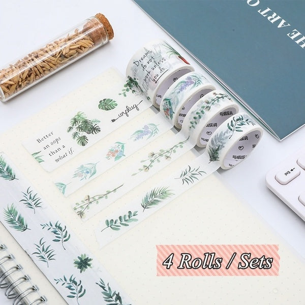 4 Rouleaux washi ruban animal fruit plante carte postale ins style album journal décoration autocollant planificateur DIY matériel