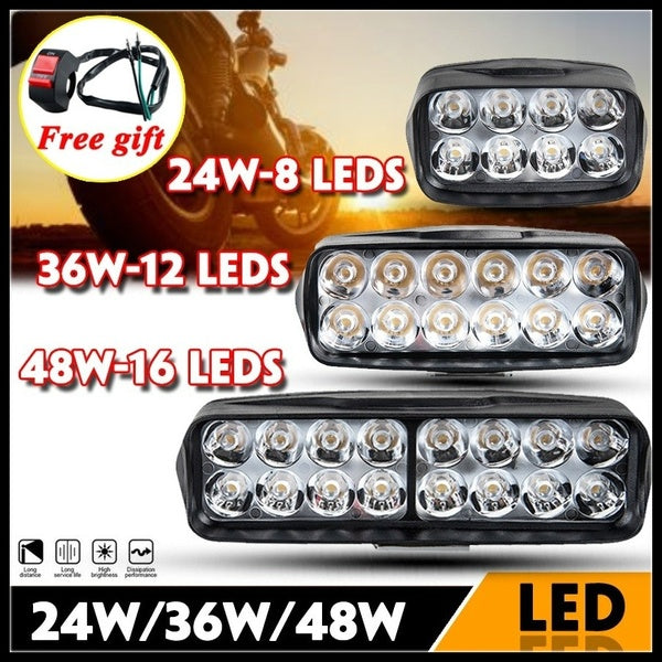 8-12-16 Leds Moto Headlamp Spotlight 12V LED 6500K Motorbike Spot Head Light Working Lamp DRL Headlight Bulbs for Motorcycle Off Road Tractor Truck B