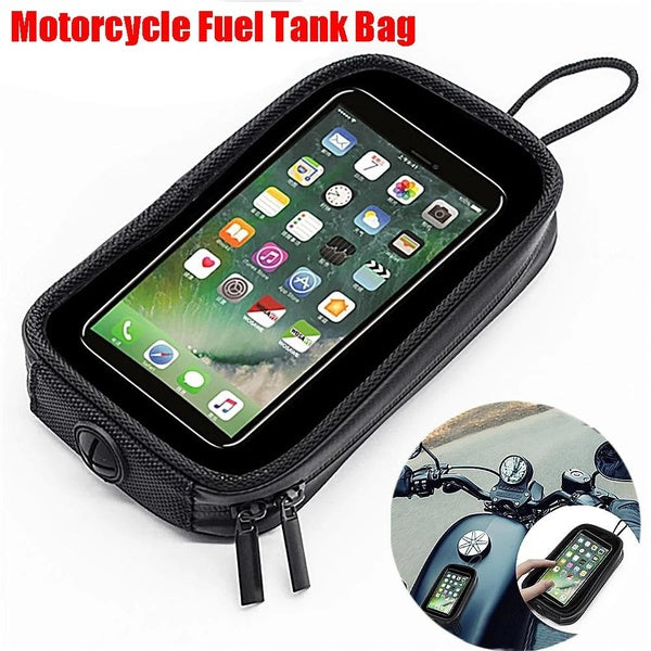 Universal 7'' Motorbike Magnetic Tank Bag Outdoor Adventure Waterproof Faux Leather-PU Leather Motorcycle Phone Holder Case