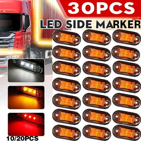 10-20-30 PCS 10-30V Universal LED Side Marker Lights Voyant lumineux pour voitures remorque camions bateau bus caravane feu de gabarit latéral - Ambr