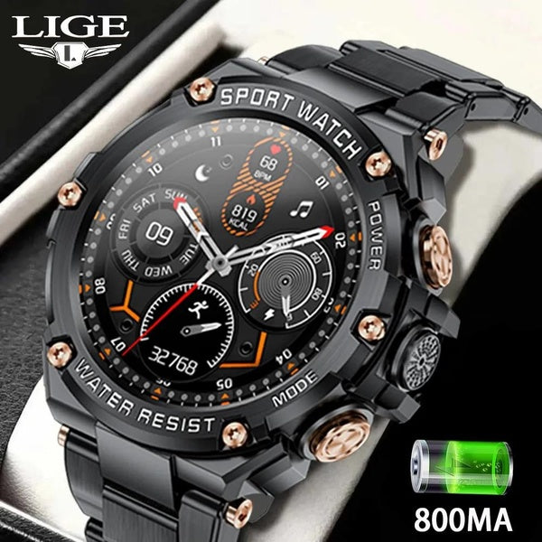 LIGE 800mA 2023 montre intelligente hommes Bluetooth appel Sports de plein air Bracelet IP68 étanche horloge intelligente hommes Smartwatch pour Relo