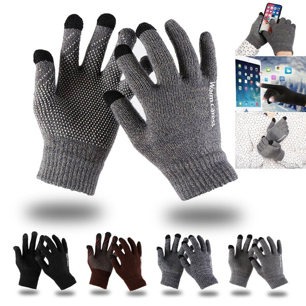 Winter Warm Bike Cycling Gloves Men Women Knit Anti-Slip Touch Screen Gloves Full Finger Skiing Snow Gloves Thermal Soft Wool