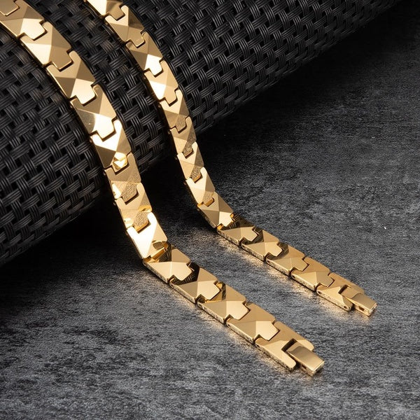 Arrow Couple Bracelets Tungsten Carbide Gold-color Lovers' Health Energy Hematite Jewelry for Women Men Waterproof Anti-scratch