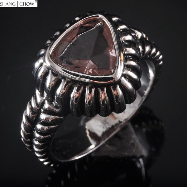 Nouveau Charme Vintage Bijoux Morganite Quartz Gemme 925 Bague En Argent Sterling pour les femmes Casual Vêtements Amant Cadeau R1618