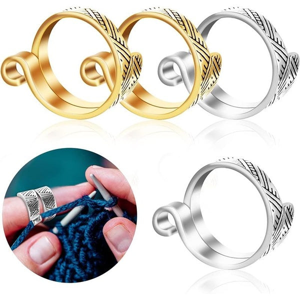 Adjustable Thumb Ring Yarn Ring Knitting Crochet Loop Ring Adjustable Size Crochet Ring Beginner Knitting Crocheting Gift Trying on Rings