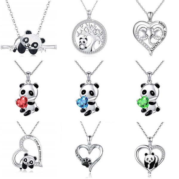 Nouveau Mode Panda Ours Collier Coeur Forme Ronde Zircon Collier Pour Femmes Enfant Cadeau Charme Chaîne Collier Sautoirs Collier Masque