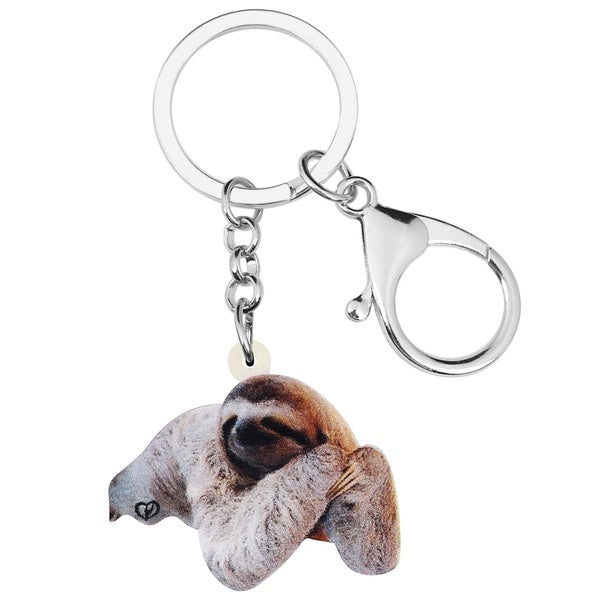 Acrylique Doux Brun Sud-Américain Paresseux Porte-clés Animal Porte-clés Voiture Portefeuille Sac À Main Bijoux Cadeau pour Femmes Adolescents Charme