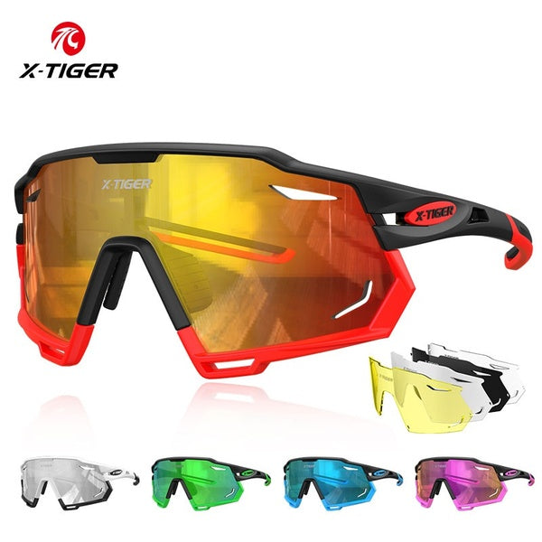 X-TIGER Cycling Sunglasses Polarized Sports Glasses for Men Women with 3-5 Interchangeable Lenses for Running Baseball Glasses