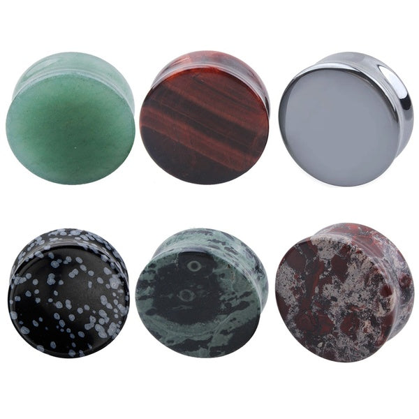 Alisouy 1 paire d'extenseur d'oreille Piercing de corps Tunnels d'hématite Bijoux Tunnels de chair organique Bouchons d'oreille en pierre Jauges d'or