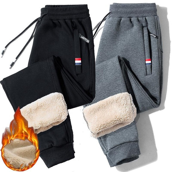 Winter Lambswool Warm Casual Pants Men's Fitness Jogging Sweatpants Male Solid Drawstring Bottoms Fleece Straight Trousers M-5XL