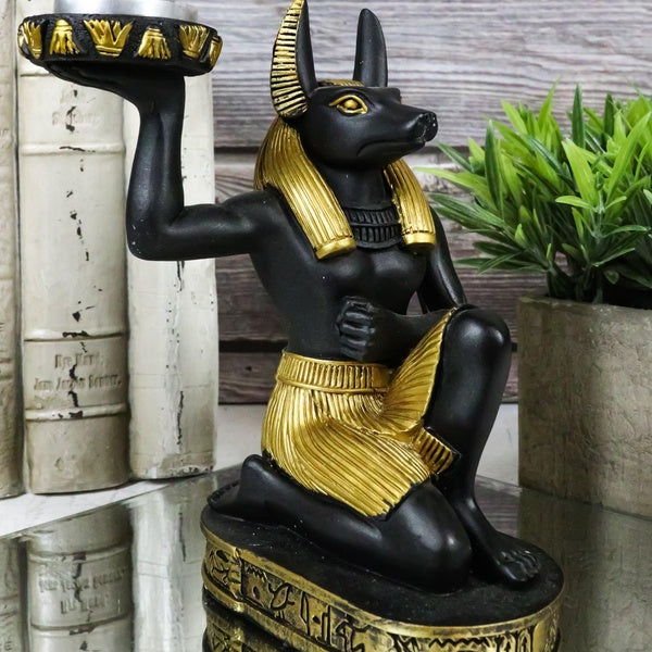 Egyptian God of The Afterlife Mummification Anubis Tea Light Candle Holder Decor