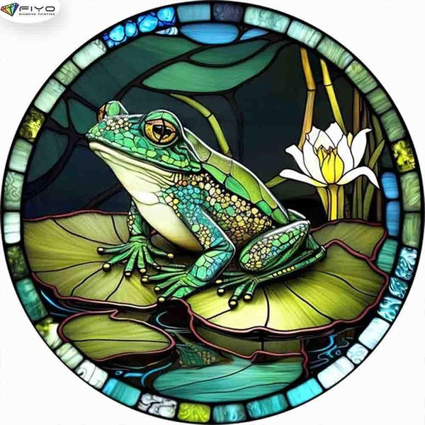 FIYO Frogs Claus DIY 5D Diamond Painting Full Drill with Number Kits Home and Kitchen Fashion Mosaic Diamond Painting Canvas Wall Decoration Gift Cra