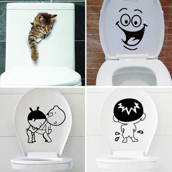 DIY Smile Face Mural Stikers Toilet Seat Stickers Bathroom Decal Vinyl Mural Home Decor Wall Sticker Funny Parody Wall decals