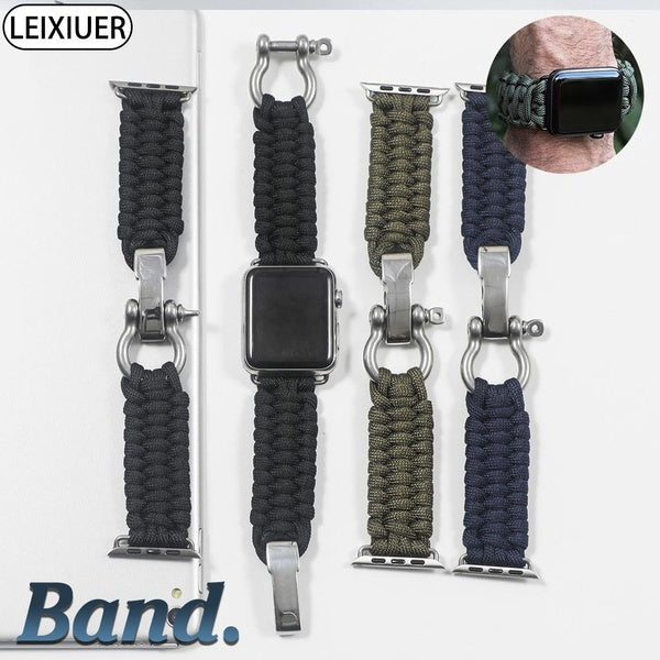LEIXIUER Savior Survival Gear Paracord Nylon Rope Strap for Smart Watch Ultra 49mm 8 7 6 45mm 41mm 44mm 42mm 38mm 40mm for SmartWatch Series 4 5 6 Sp