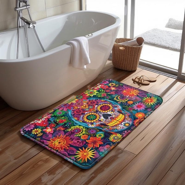Cartoon Mexico Day of The Dead Entrance Bathroom floor mat Home Decor Sugar Skulls Kitchen Hallway Rugs Bathroom Non-slip Floor Mat