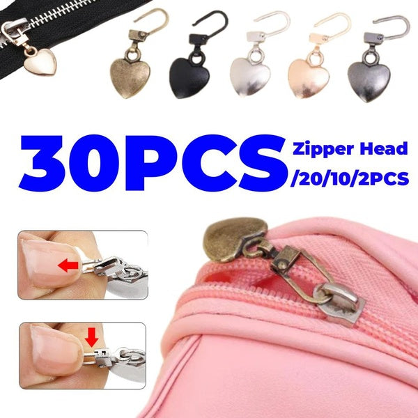 30-20-10-2 pièces amour coeur forme alliage tirette vêtements fermeture éclair fixateur détachable fermeture éclair curseur bricolage couture réparat