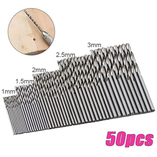 50pcs-set 1-3mm HSS Twist Drill Bit Titanium Coated High Speed Steel Drill Bit Set Tool Kit