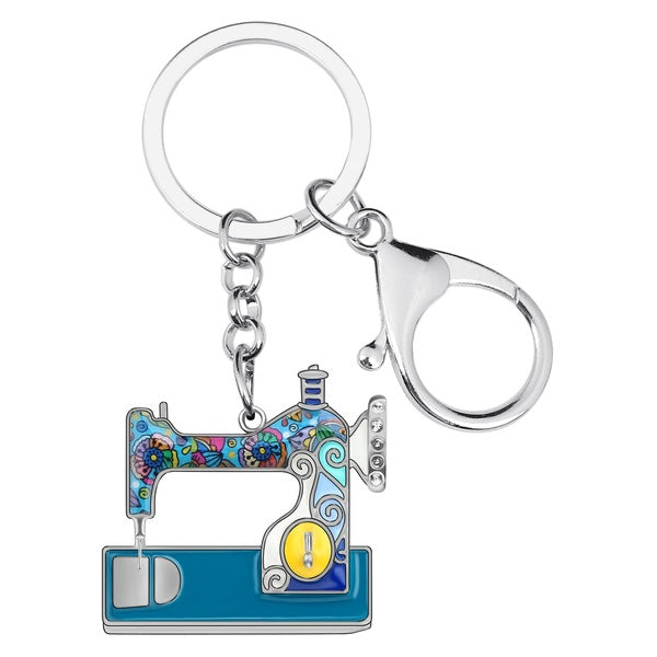 Émail alliage Machine à coudre porte-clés outils porte-clés bijoux pour femmes filles dames sac à main sac à main charmes cadeau accessoire pendentif