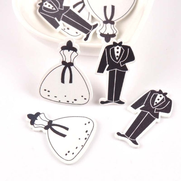 20 pièces mélanger belle mariée et le marié en bois bricolage artisanat embellissement pour ornements de décoration de mariage tranches de bois 20-38
