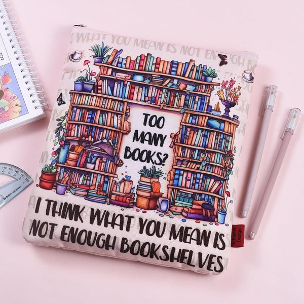 LParkin Book Sleeve with Zipper for Book Lovers Protector Cover with Padded Washable Fabric 11 x 8.5 Inch