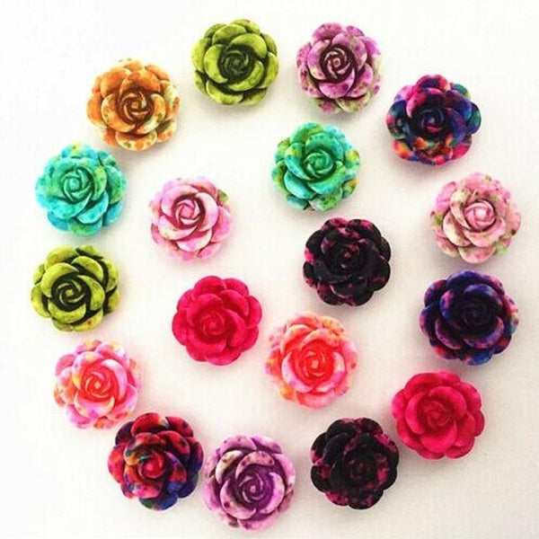 40pcs 14mm résine rose applique à dos plat pour mobile-mariage-artisanat 10 couleurs